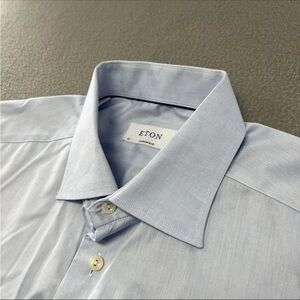 Eton Contemporary Shirt 17 43 Button Up Long Sleeve Blue Cotton